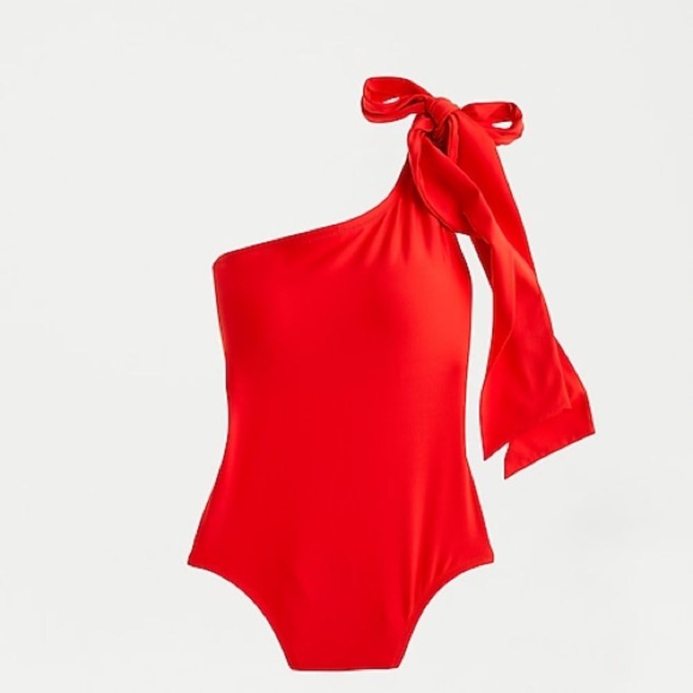 Red Bow-tie One-shoulder One-piece Swimsuit